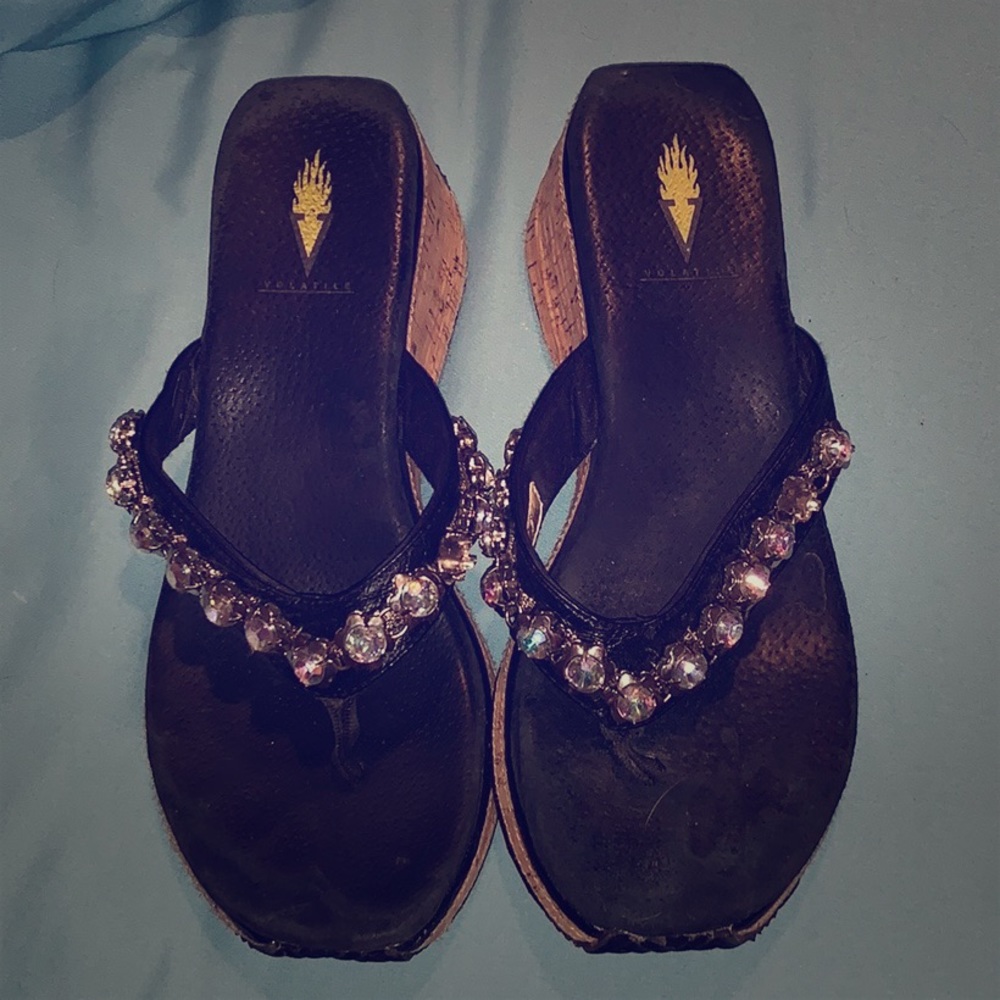 ✨Rhinestone Wedge Flip Flops